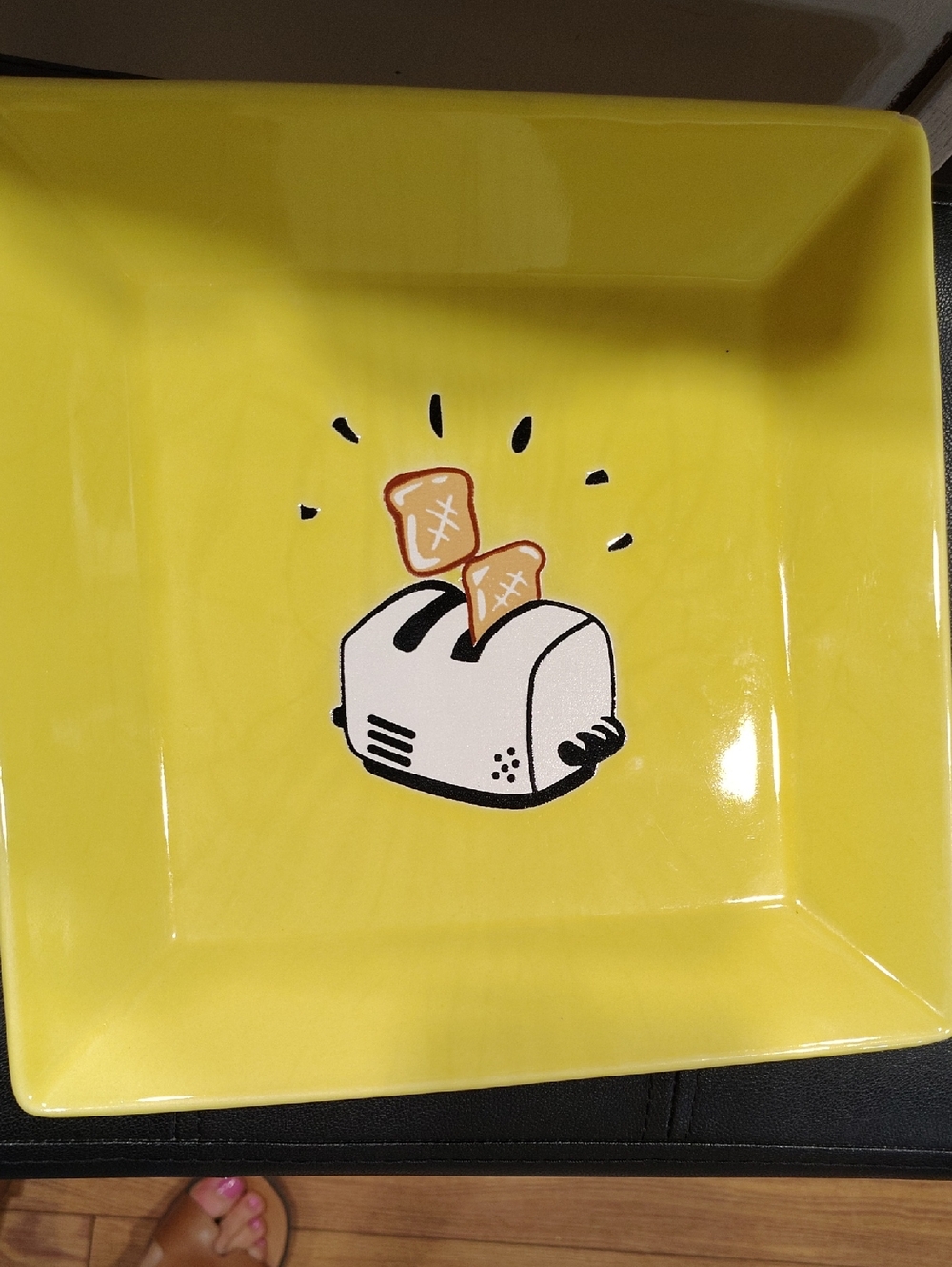 Rare  Waechtersbach Yellow Ceramic Plate with Toaster and Toast Illustration